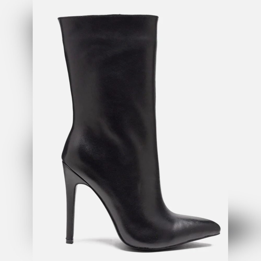 Black Women's Stiletto Heel Mid-Calf Boots